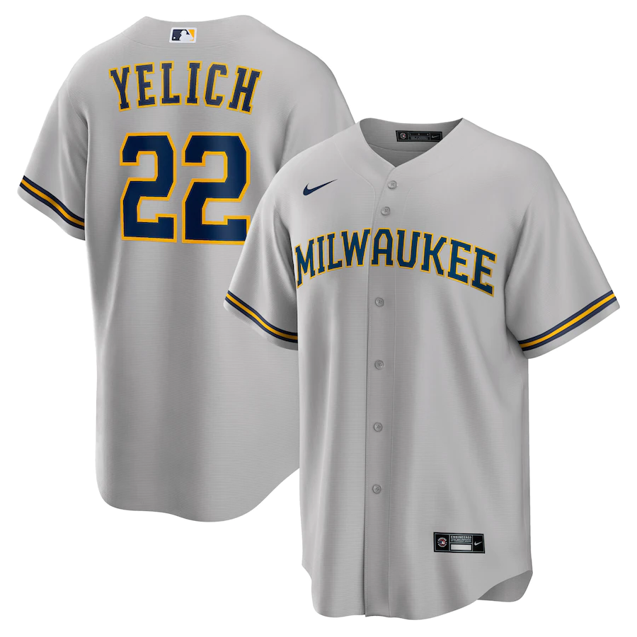 Men's Milwaukee Brewers Christian Yelich Gray Alternate Replica Player Jersey