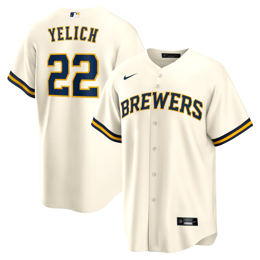 Men's Milwaukee Brewers Christian Yelich Cream Home Replica Player Jersey