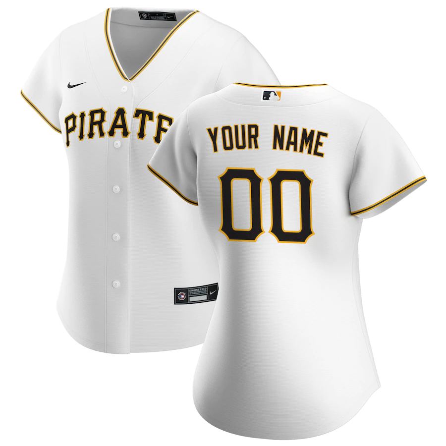 Women's Pittsburgh Pirates White Home Replica Custom Jersey