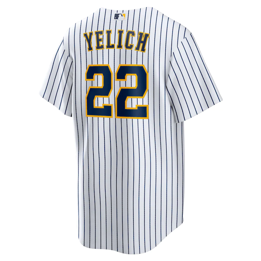 Men's Milwaukee Brewers Christian Yelich White Alternate Replica Player Jersey