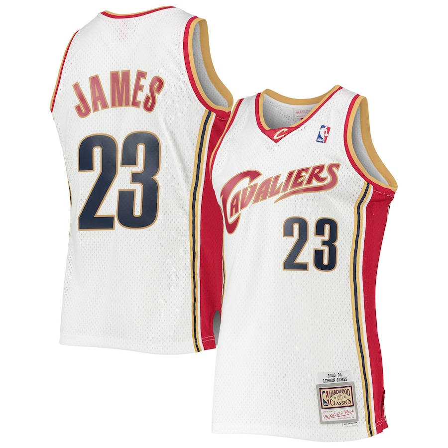 Men's Cleveland Cavaliers LeBron James Mitchell & Ness White 2003-04 Hardwood Classics Swingman Jersey