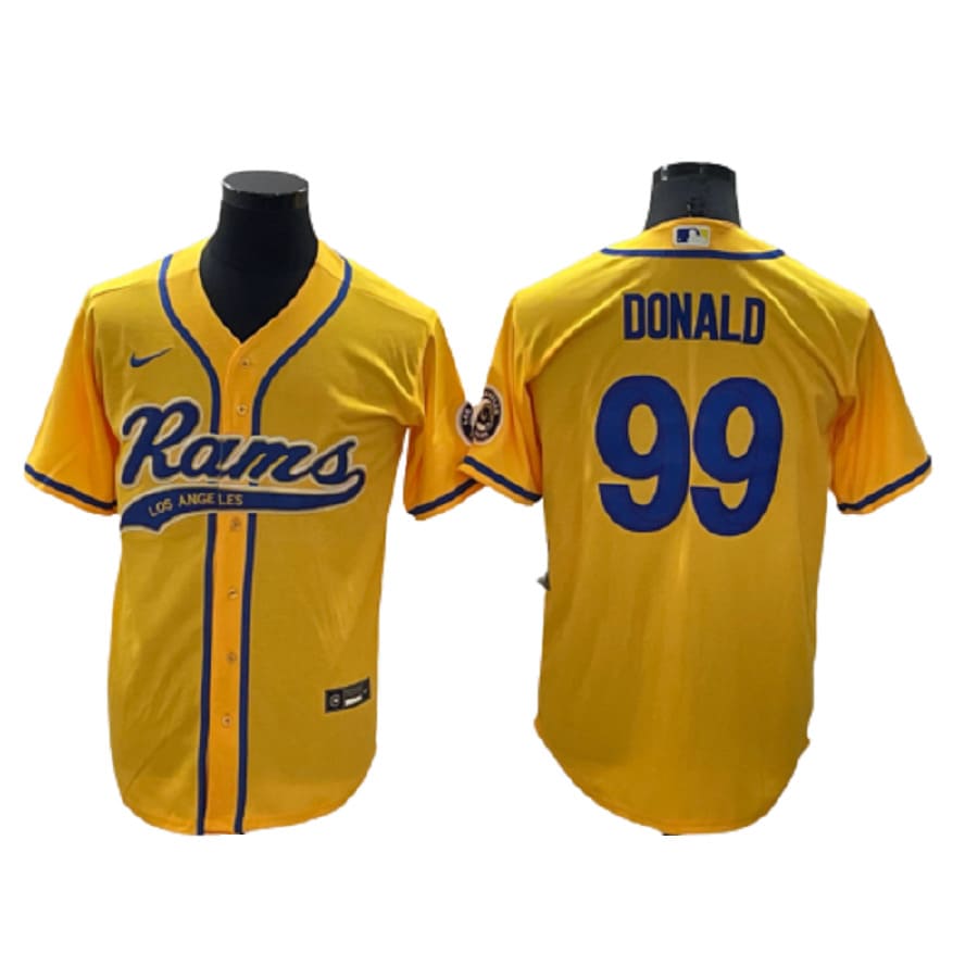 Men's Los Angeles Rams Aaron Donald Kupp Gold Cool Base Stitched Baseball Jersey