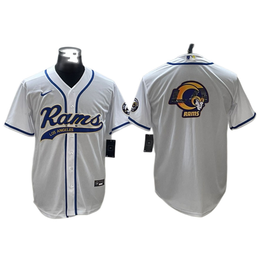 Men's Los Angeles Rams White Team Logo Baseball Jersey