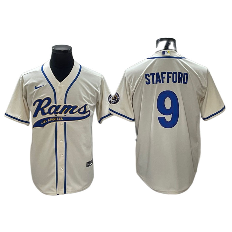 Men's Los Angeles Rams Bone Stafford Baseball Jersey