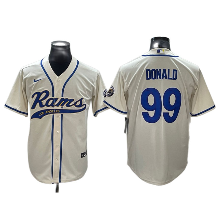 Men's Los Angeles Rams Aaron Donald Bone Baseball Jersey