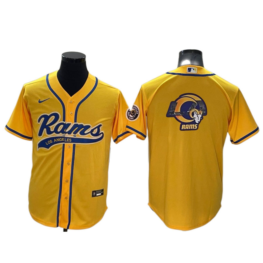 Men's Los Angeles Rams Yellow Team Logo Baseball Jersey
