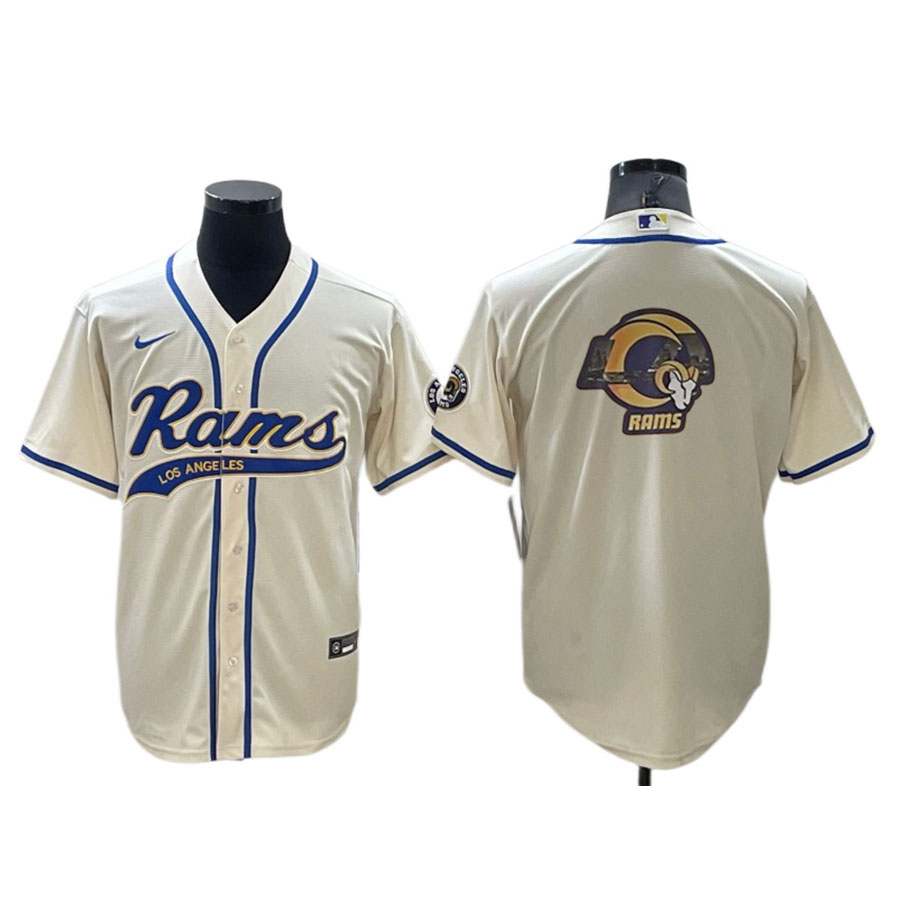 Men's Los Angeles Rams Bone Team Logo Baseball Jersey