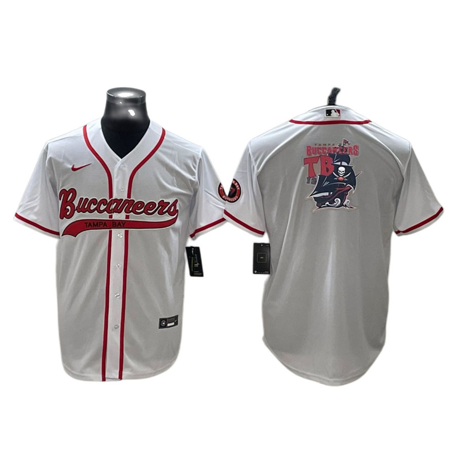 Men's Tampa Bay Buccaneers White Team Logo Baseball Jersey
