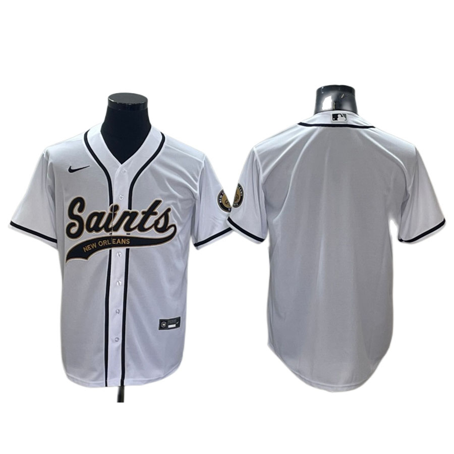 Men's New Orleans Saints White Baseball Jersey
