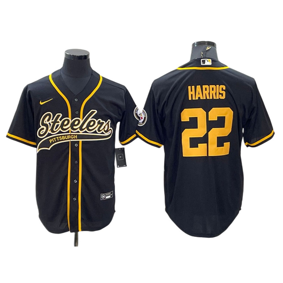 Men's Pittsburgh Steelers Najee Harris Black Color Rush Baseball Jersey