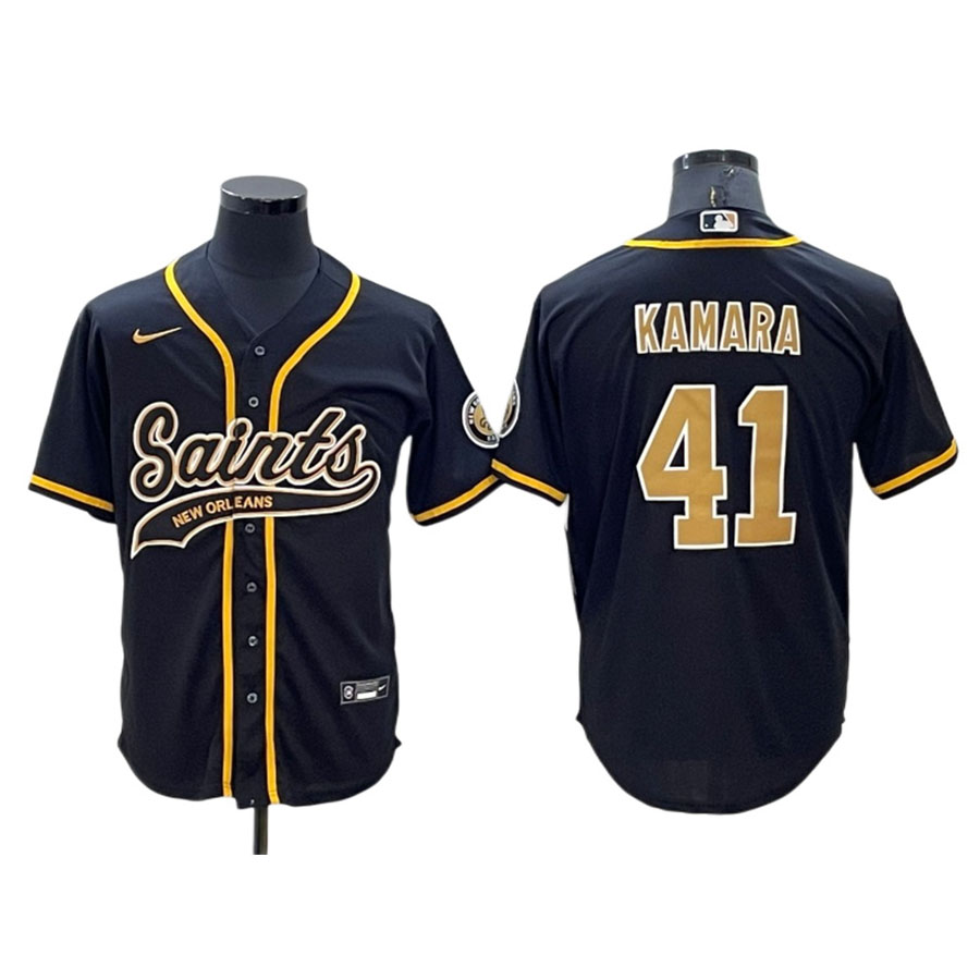 Men's New Orleans Saints Alvin Kamara Black Baseball Jersey