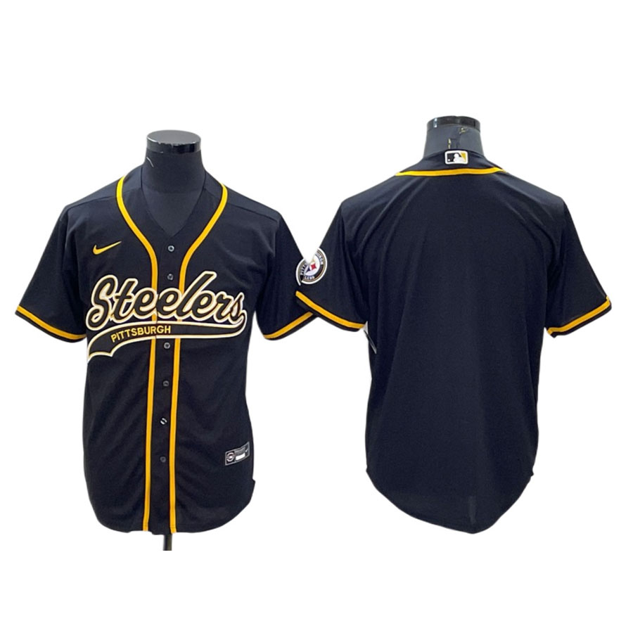 Men's Pittsburgh Steelers Black Baseball Jersey