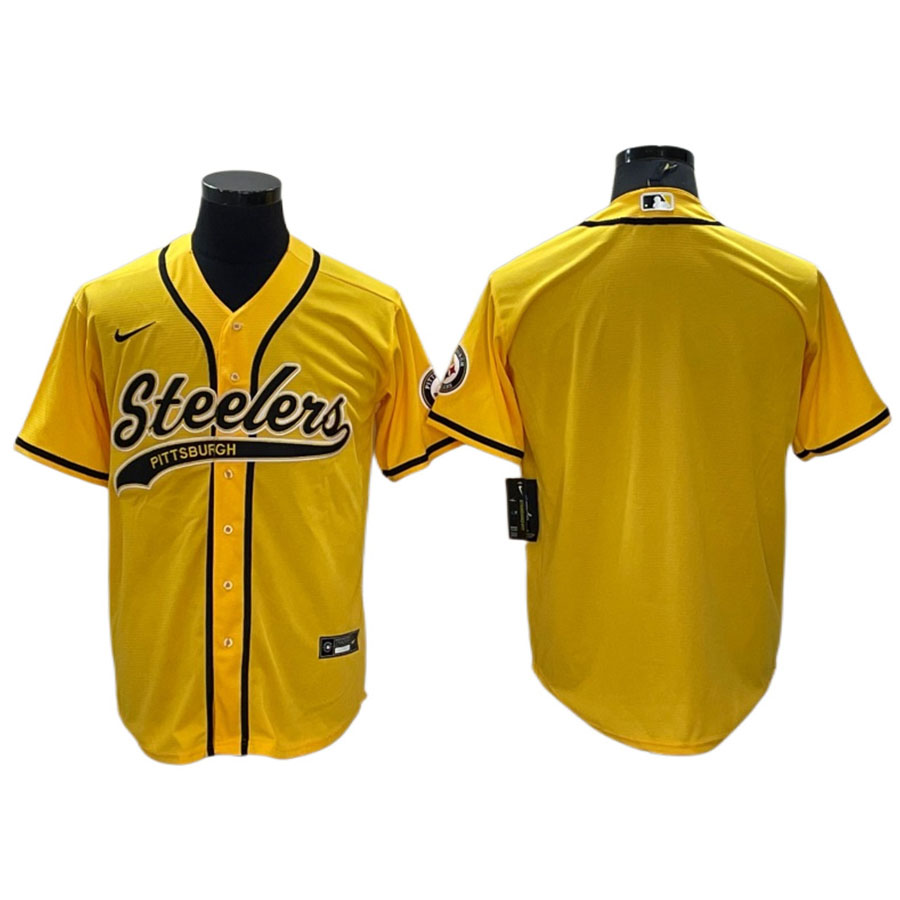 Men's Pittsburgh Steelers Yellow Baseball Jersey