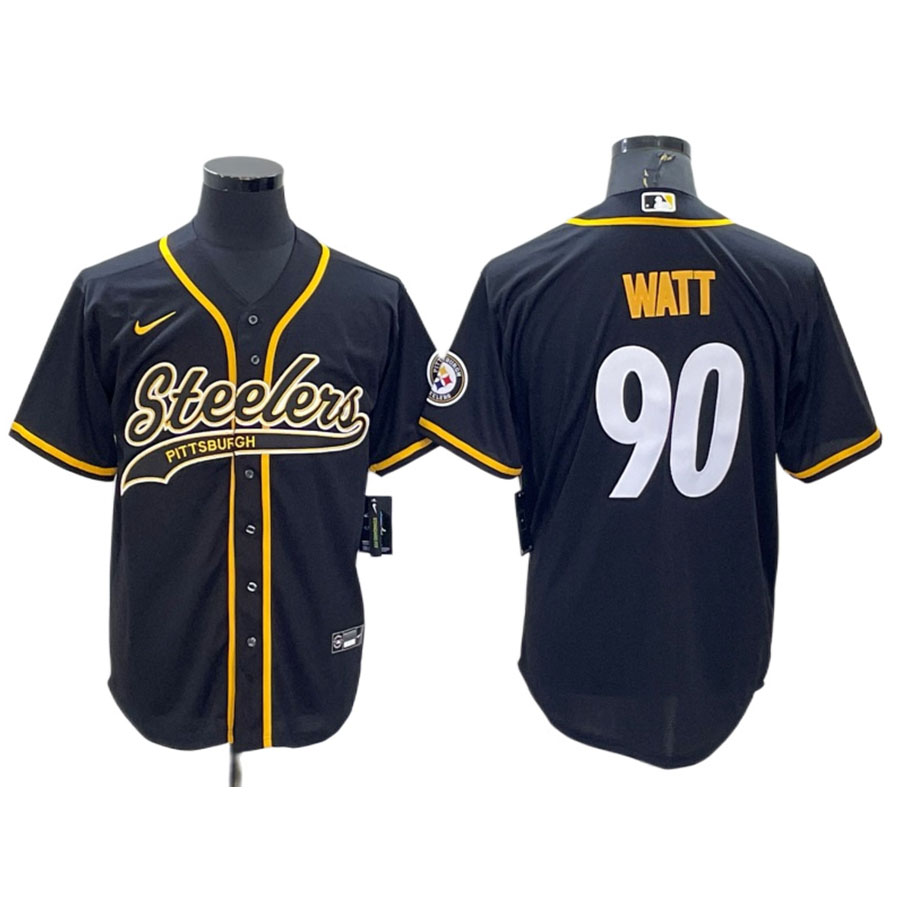Men's Pittsburgh Steelers T.J. Watt Black Baseball Jersey