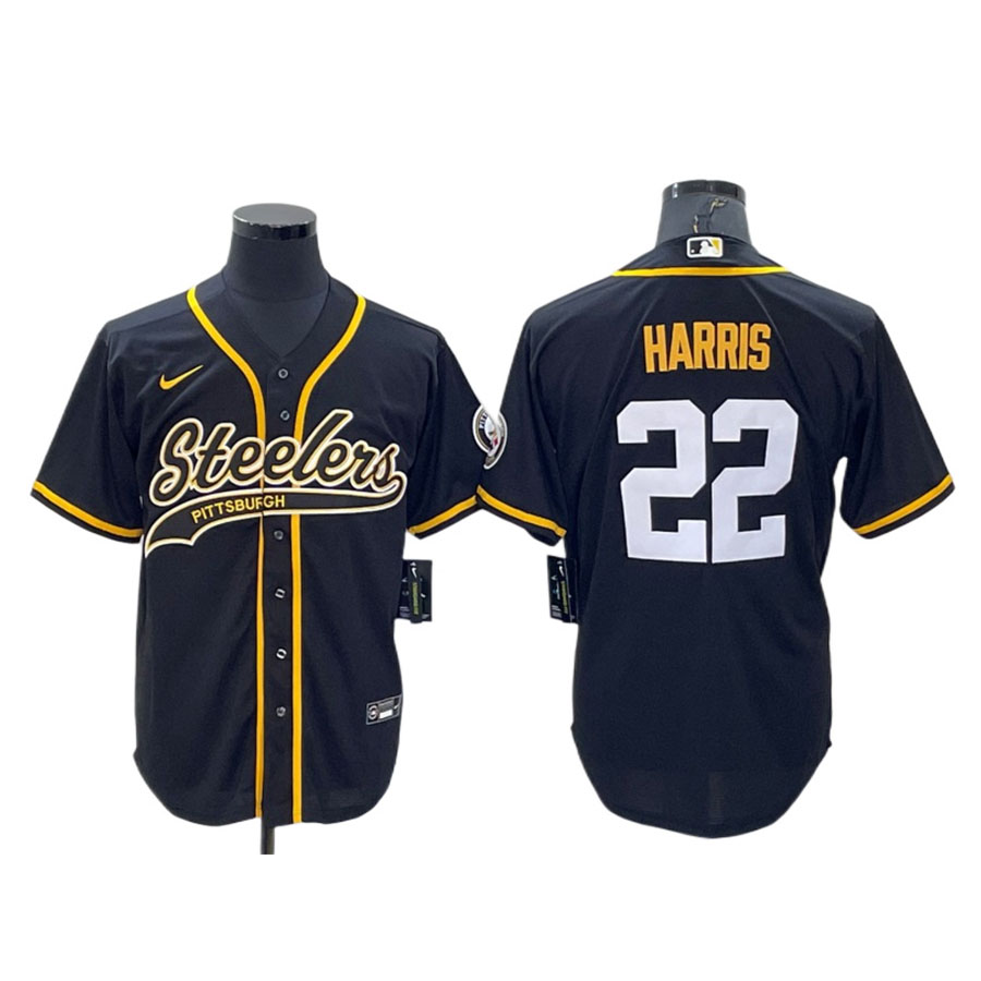 Men's Pittsburgh Steelers Najee Harris Black Baseball Jersey
