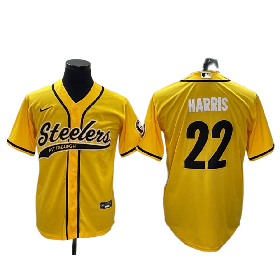 Men's Pittsburgh Steelers Najee Harris Yellow Baseball Jersey