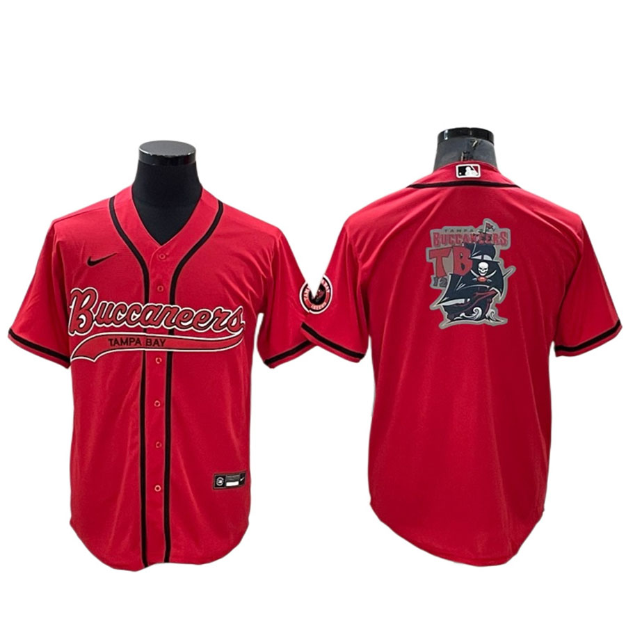 Men's Tampa Bay Buccaneers Red Team Logo Baseball Jersey