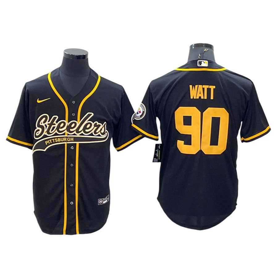 Men's Pittsburgh Steelers T.J. Watt Black Color Rush Baseball Jersey