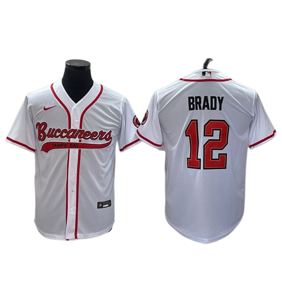 Men's Tampa Bay Buccaneers Tom Brady Whitek Baseball Jersey