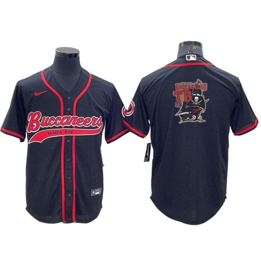 Men's Tampa Bay Buccaneers Black Team Logo Baseball Jersey