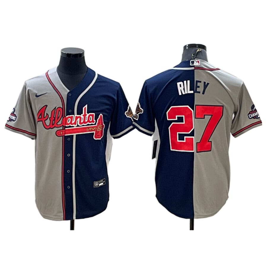 Men's Atlanta Braves Austin Ailey Navy Gray Two Tone Jersey