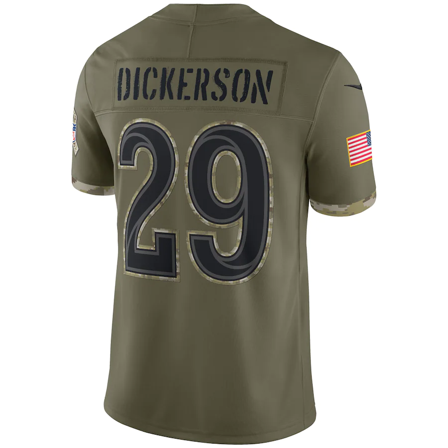 Men's Los Angeles Rams Eric Dickerson Olive 2022 Salute To Service Retired Player Limited Jersey