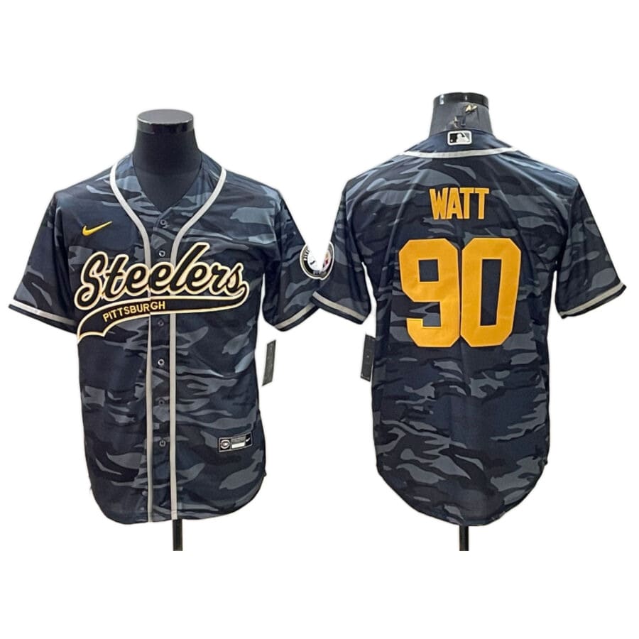 Men's Pittsburgh Steelers T.J. Watt Camo Fashion Baseball Jersey