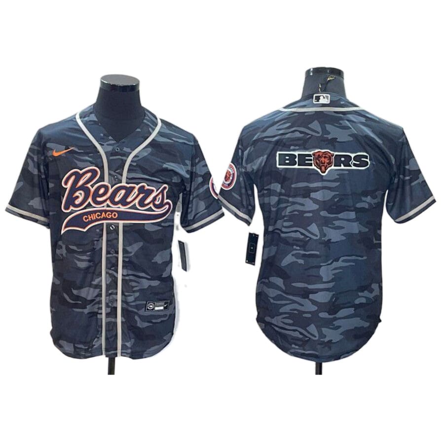 Men's Chicago Bears Camo Fashion Team Logo Baseball Jersey