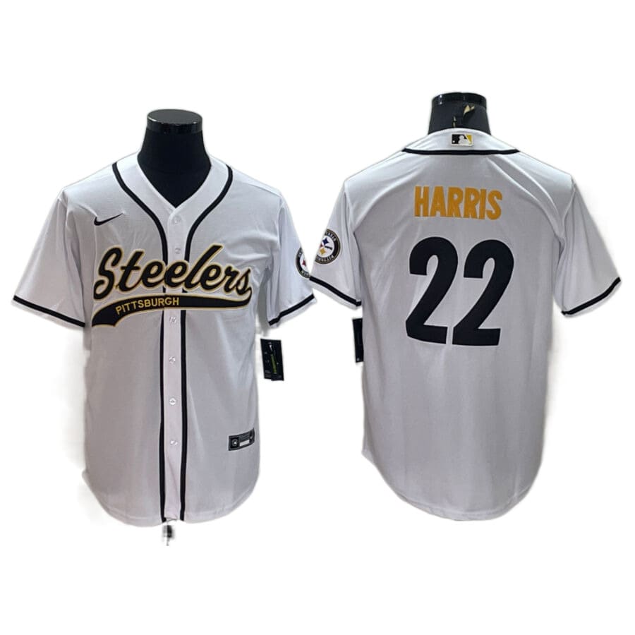 Men's Pittsburgh Steelers Najee Harris White Fashion Baseball Jersey