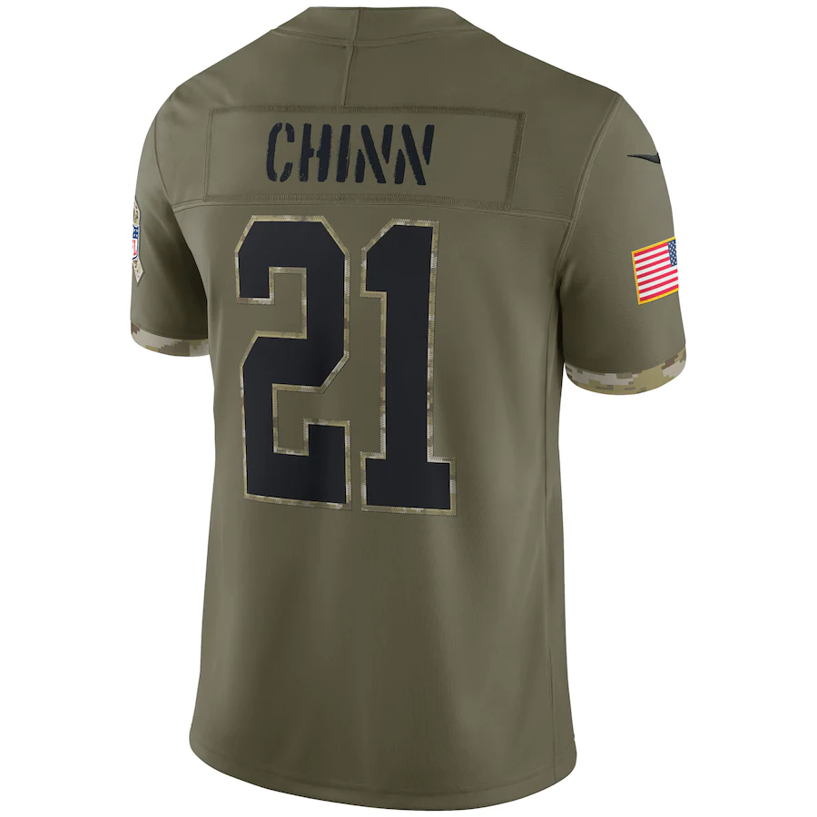 Men's Carolina Panthers Jeremy Chinn Olive 2022 Salute To Service Limited Jersey