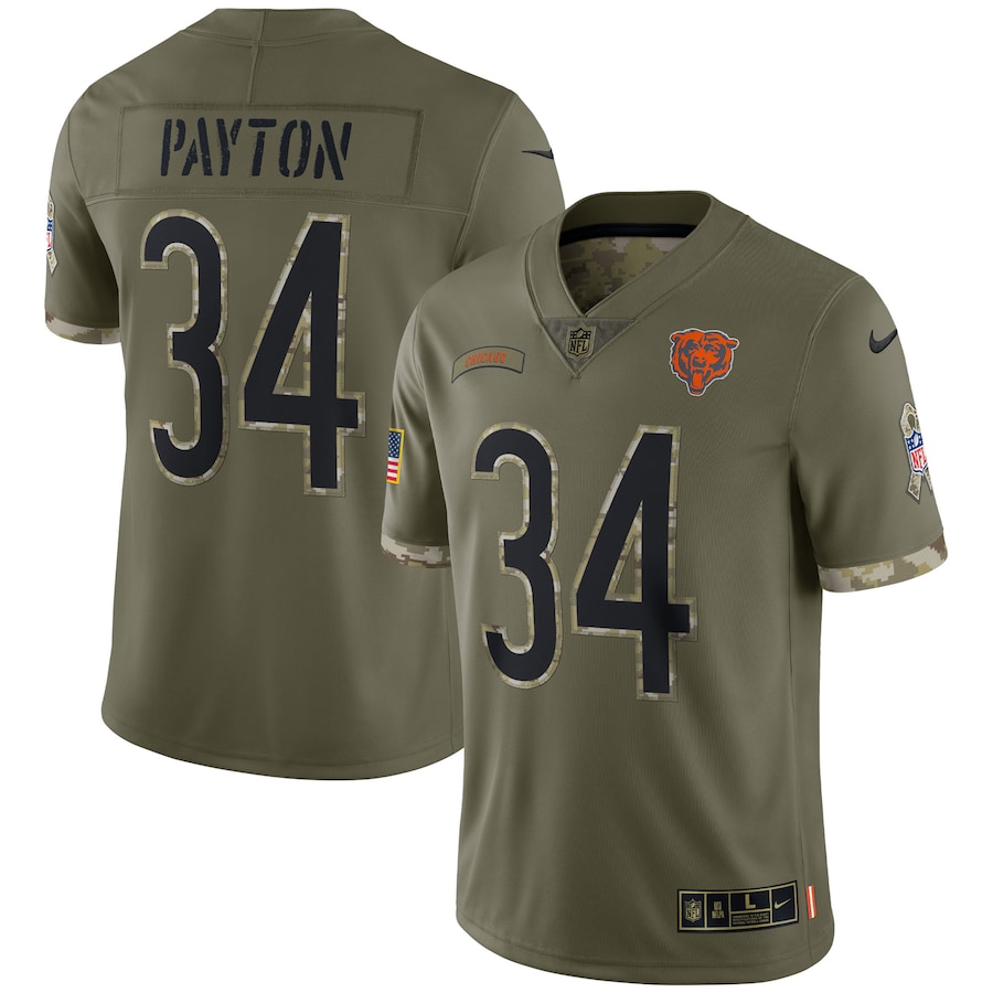 Men's Chicago Bears Walter Payton Olive 2022 Salute To Service Retired Player Limited Jersey