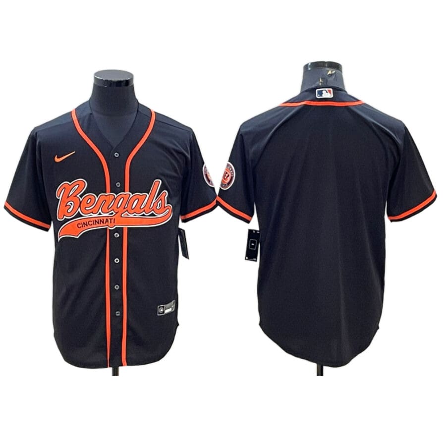 Men's Cincinnati Bengals Black Baseball Jersey