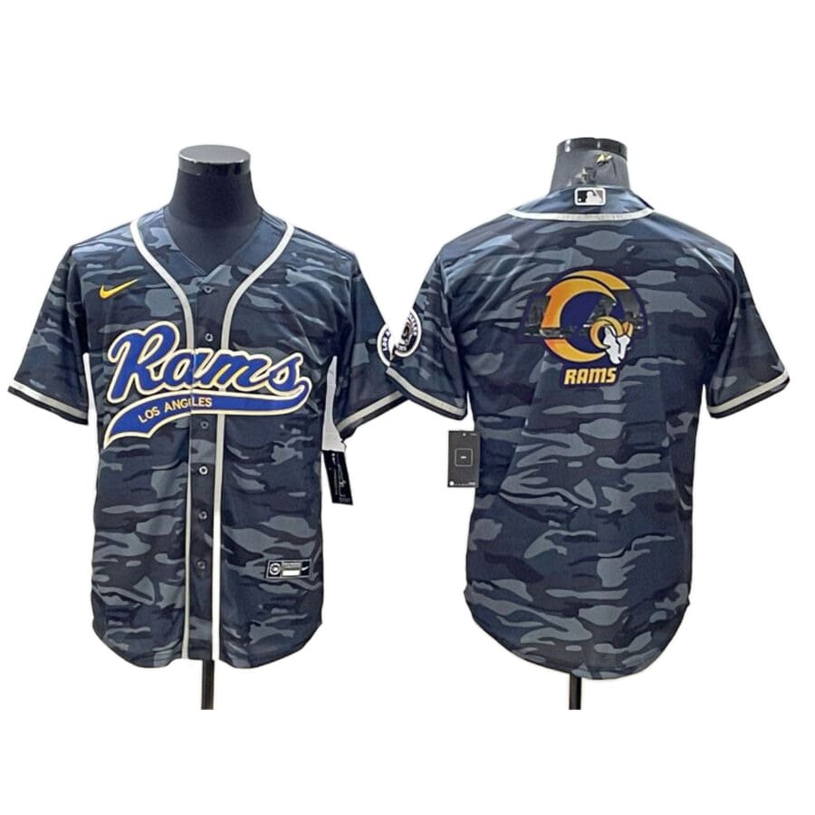 Men's Los Angeles Rams Camo Team Logo Baseball Jersey