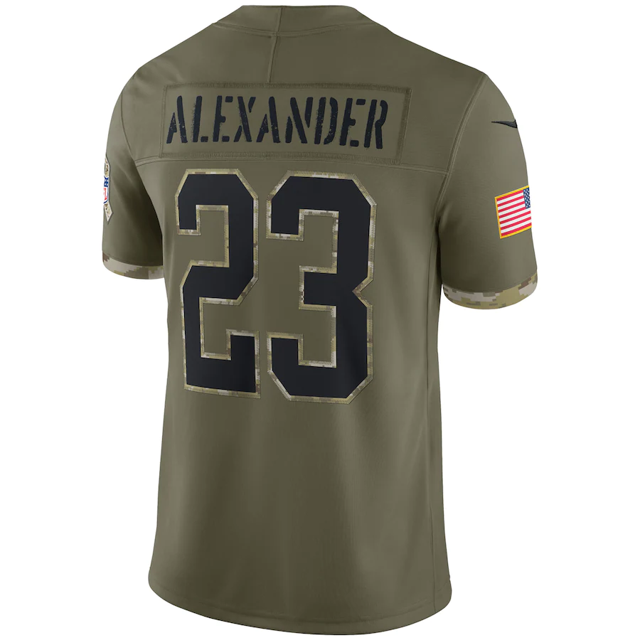 Men's Green Bay Packers Jaire Alexander Olive 2022 Salute To Service Limited Jersey