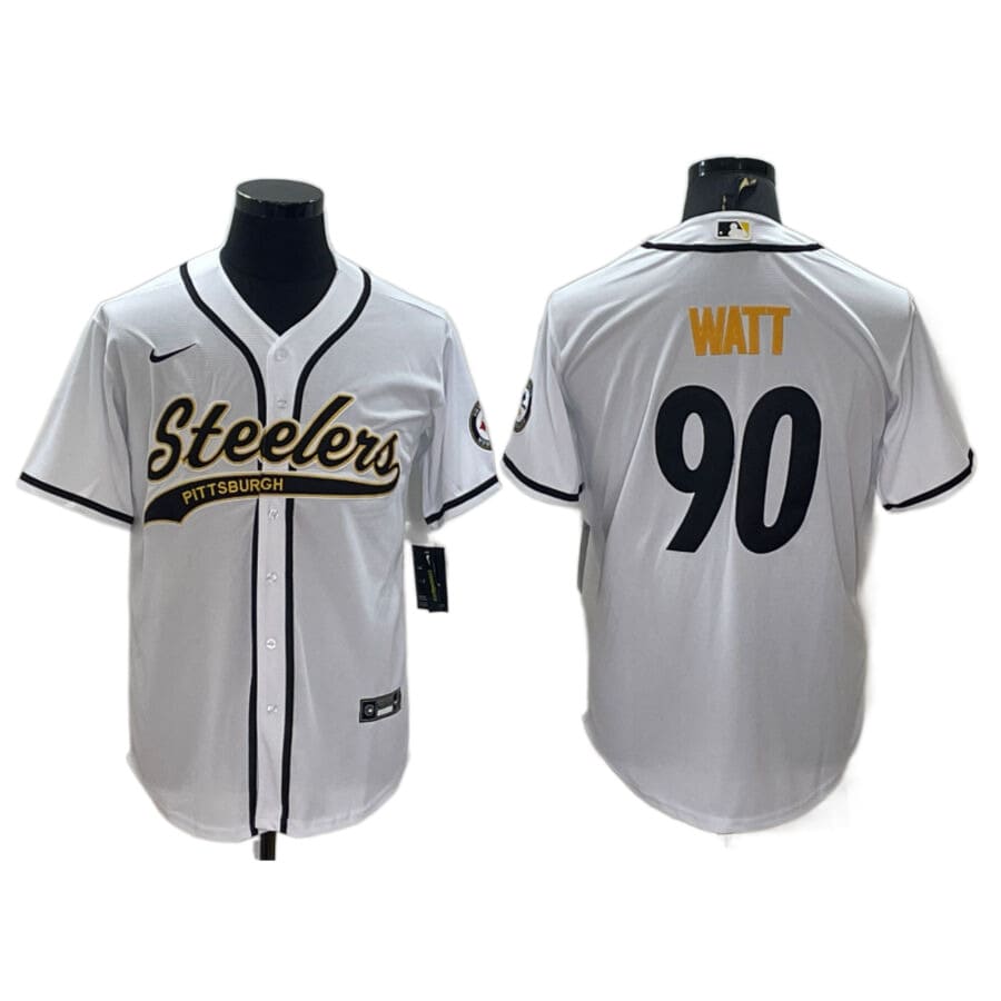 Men's Pittsburgh Steelers T.J. Watt White Baseball Jersey