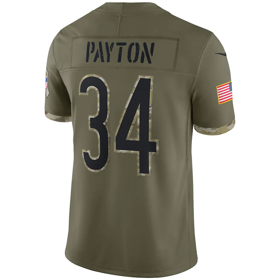 Men's Chicago Bears Walter Payton Olive 2022 Salute To Service Retired Player Limited Jersey