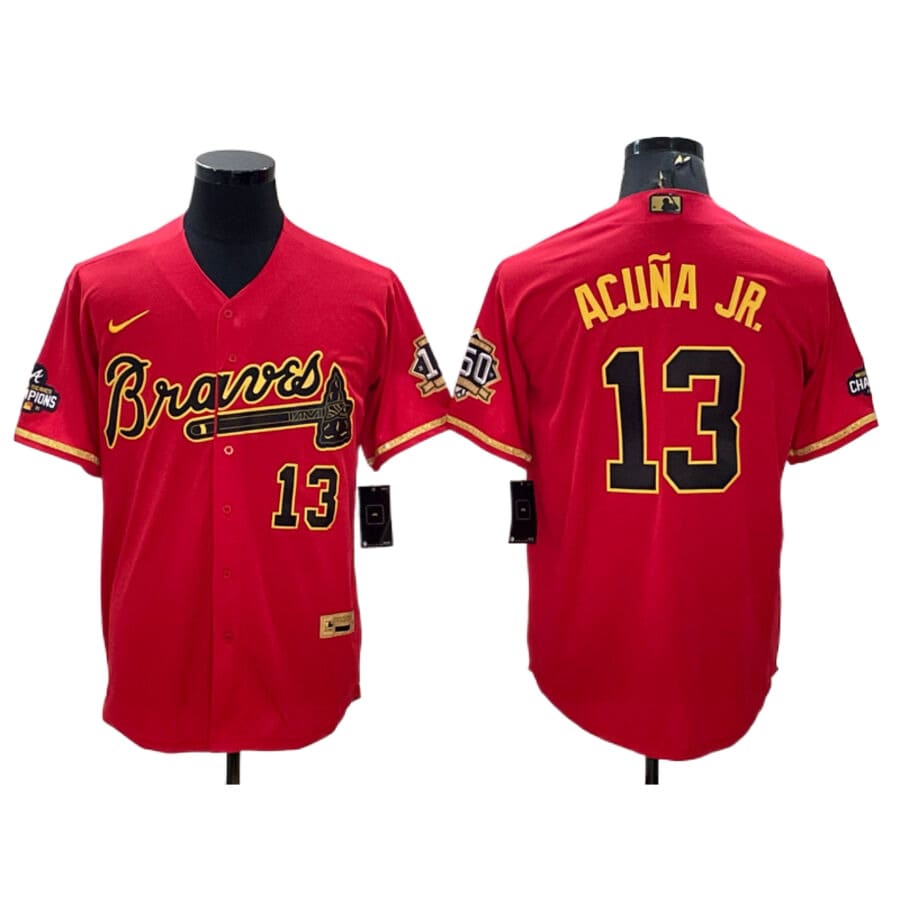 Men's Atlanta Braves Ronald Acuna Jr. Red Gold Program Jersey