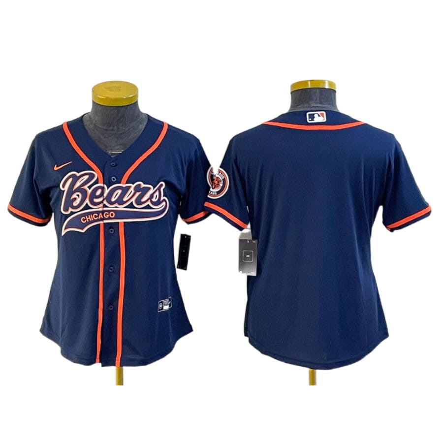 Women's Chicago Bears Navy Baseball Jersey