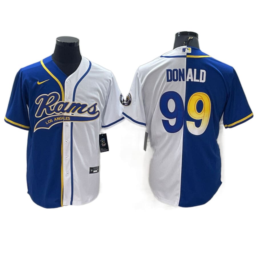 Men's Los Angeles Rams Aaron Donald Royal White Two Tone Baseball Jersey