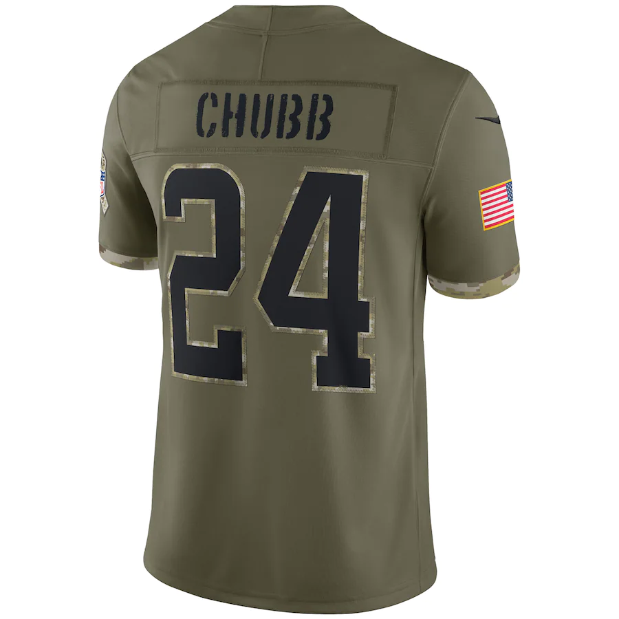 Men's Cleveland Browns Nick Chubb Olive 2022 Salute To Service Limited Jersey