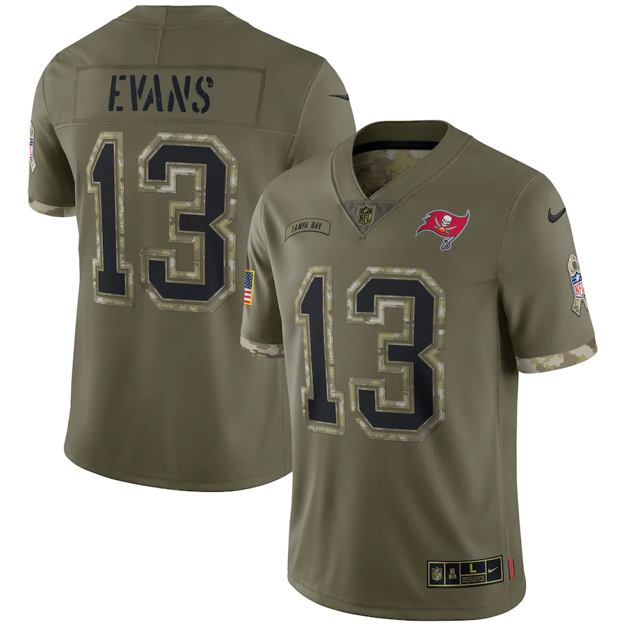 Men's Tampa Bay Buccaneers Mike Evans Olive 2022 Salute To Service Limited Jersey