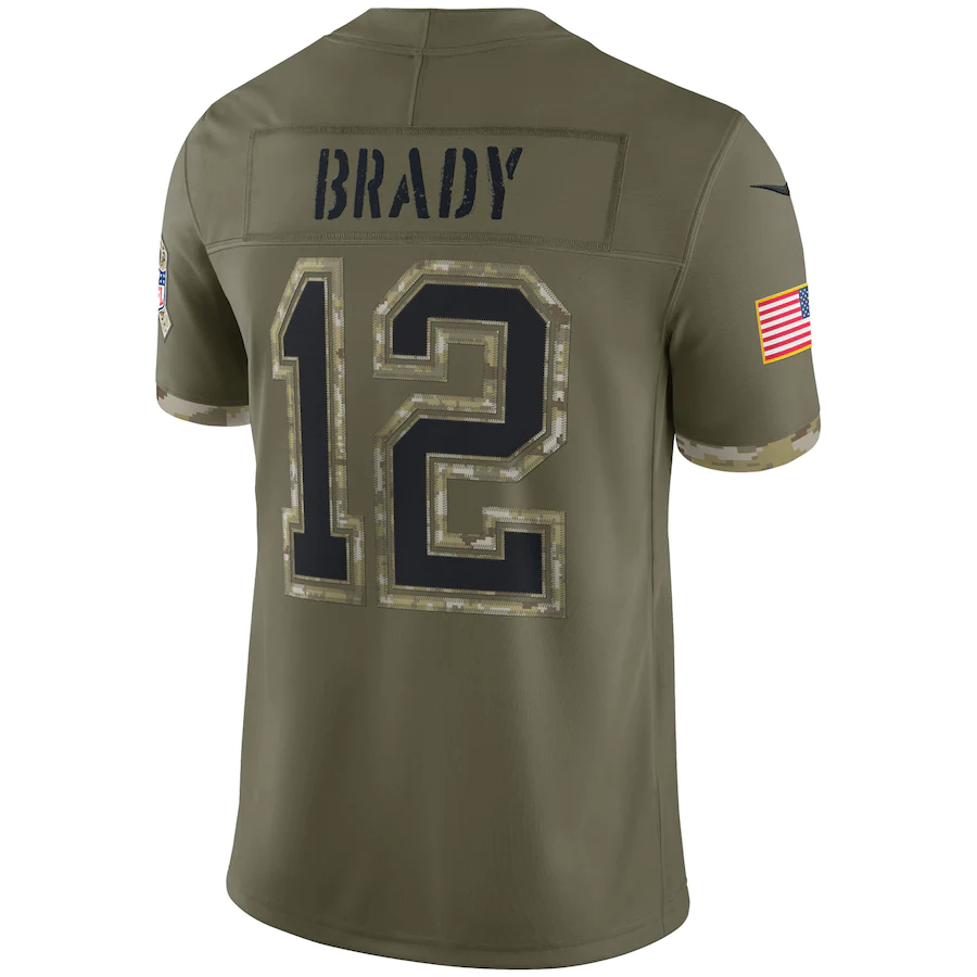 Men's Tampa Bay Buccaneers Tom Brady Olive 2022 Salute To Service Limited Jersey