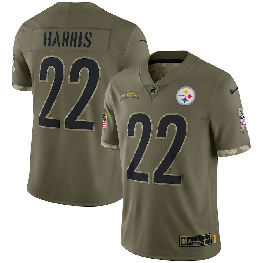 Men's Pittsburgh Steelers Najee Harris Olive 2022 Salute To Service Limited Jersey