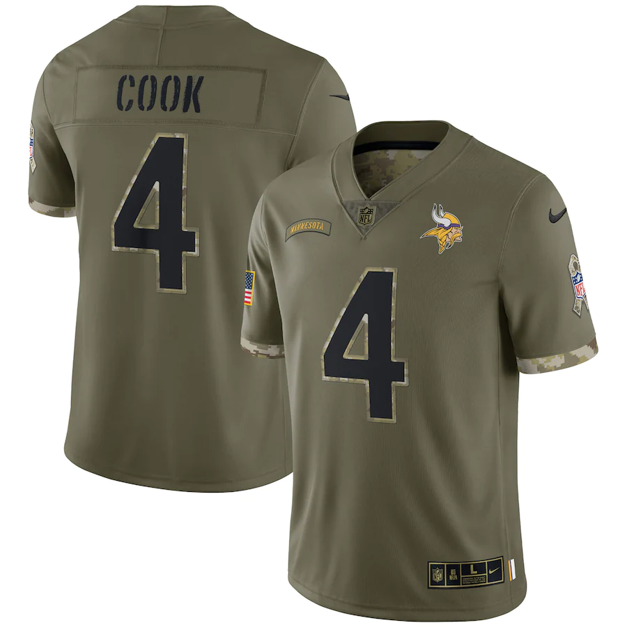 Men's Minnesota Vikings Dalvin Cook Olive 2022 Salute To Service Limited Jersey