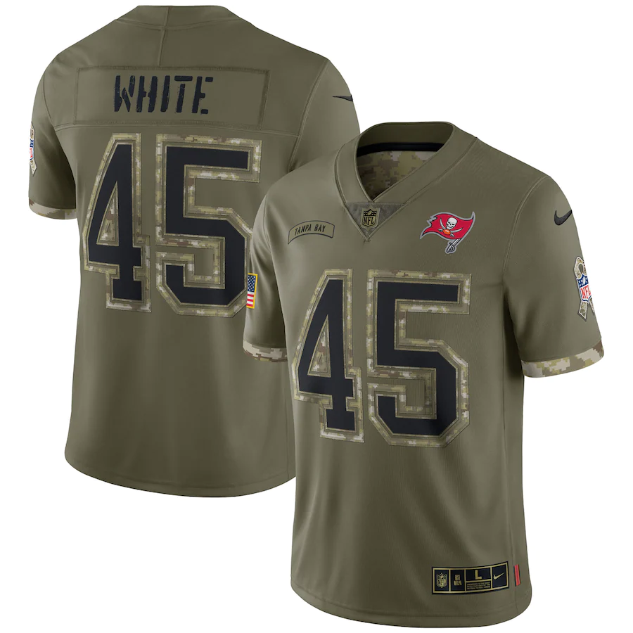 Men's Tampa Bay Buccaneers Devin White Olive 2022 Salute To Service Limited Jersey