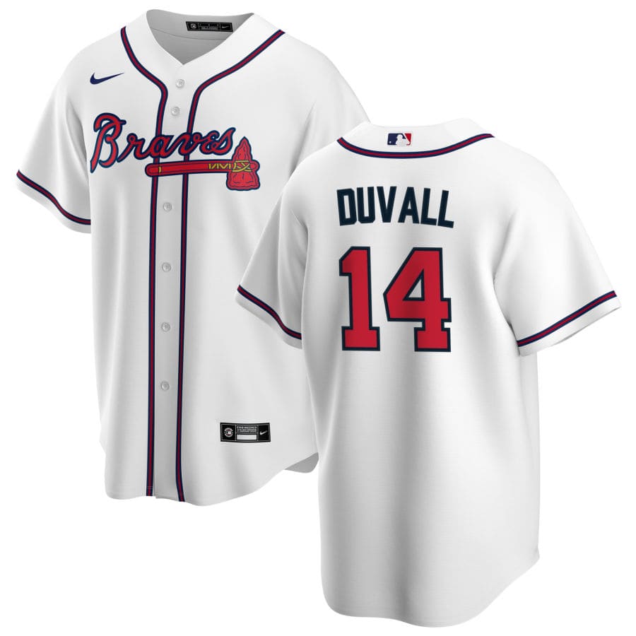 Men's Atlanta Braves Adam Duvall White Home Player Jersey