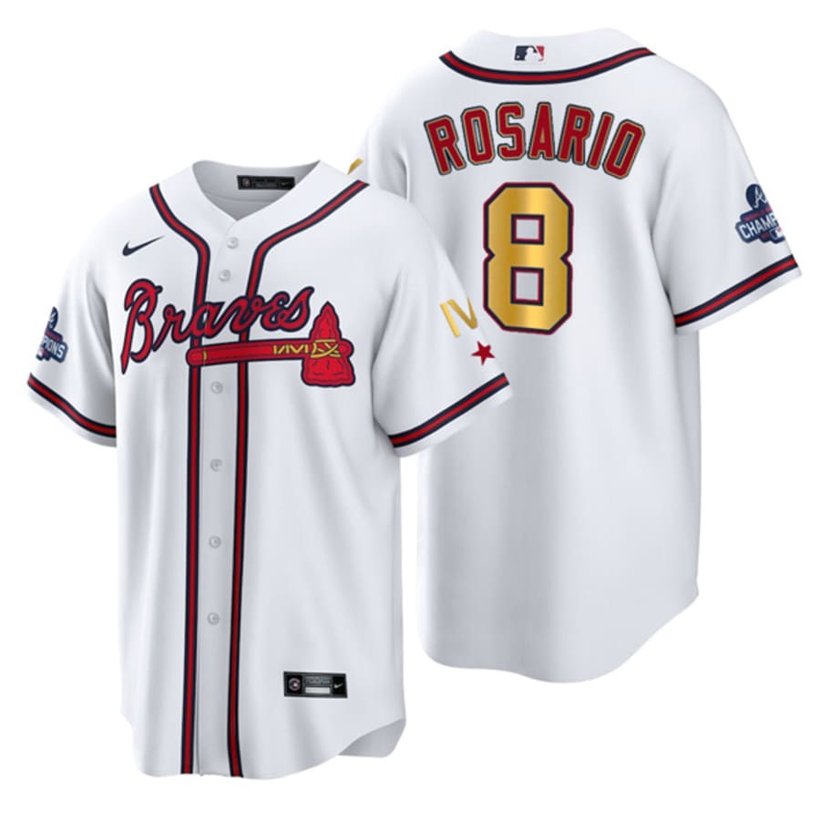 Men's Atlanta Braves Eddie Rosario White Gold IV World Series Champions Jersey