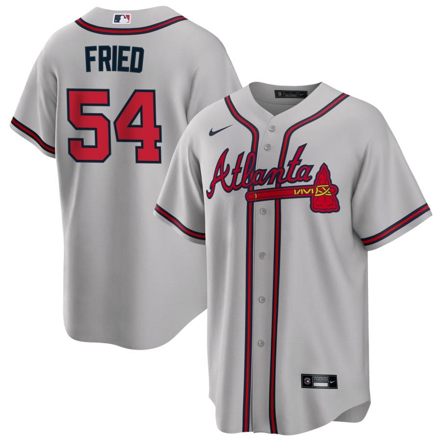 Men's Atlanta Braves Max Fried Gray Road Player Jersey