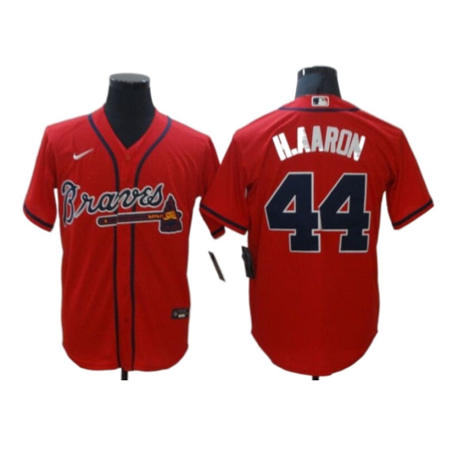 Men's Atlanta Braves Hank Aaron Red Alternate Player Jersey