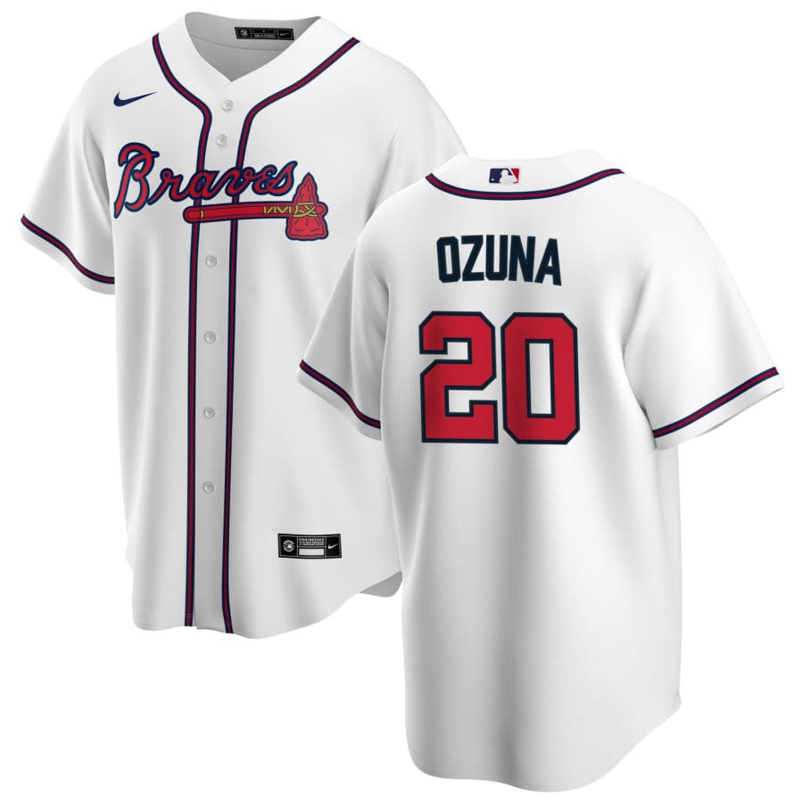 Men's Atlanta Braves Marcell Ozuna White Home Player Jersey